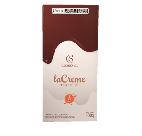 Tablete laCreme de Chocolate Zero Lactose 100g - CacauShow (Cód.1002820)