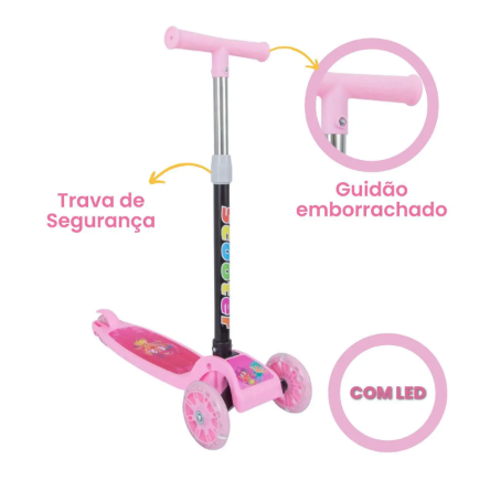 Patinete infantil 3 rodas com luzes led dobrável e ajustável menino menina - ATENTU - Magalu (Cód.edkgb8cd2k)